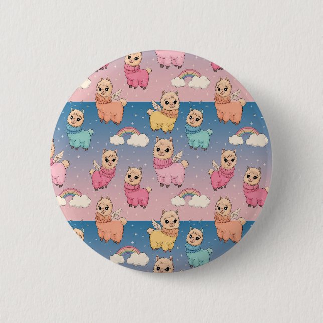 Magical Unicorn and Stars Pattern Design Button (Front)