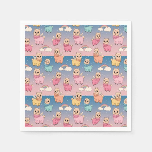 Magical Unicorn and Stars Pattern Design Napkins (Front)