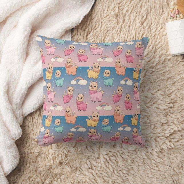 Magical Unicorn and Stars Pattern Design Throw Pillow (Blanket)