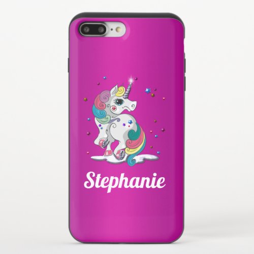 Magical Unicorn and Stars Purple iPhone 87 Plus Slider Case