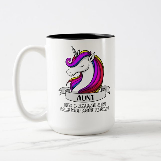 Magical Unicorn Aunt Two-Tone Coffee Mug (Left)