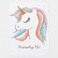 Magical Unicorn Baby Cute Whimsical Personalized Baby Blanket