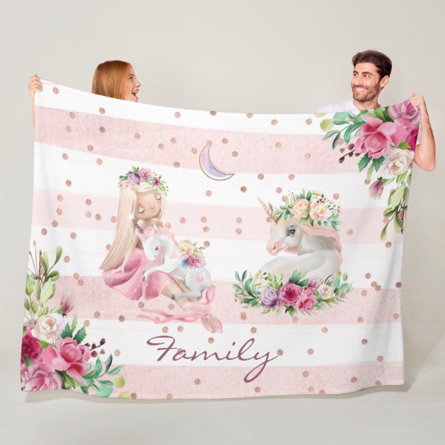 Magical Unicorn Baby Girl  Fleece Blanket (In Situ)