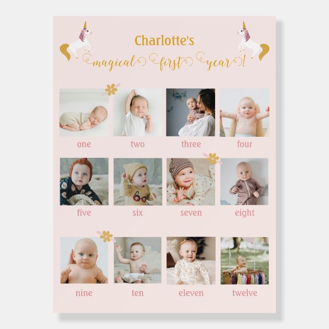 Magical Unicorn Baby’s Milestones Photo Poster (Front)