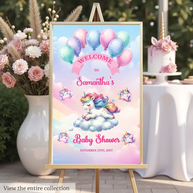 Magical Unicorn Baby Shower Welcome Sign Girl (Magical Unicorn Baby Shower Welcome Sign Girl)