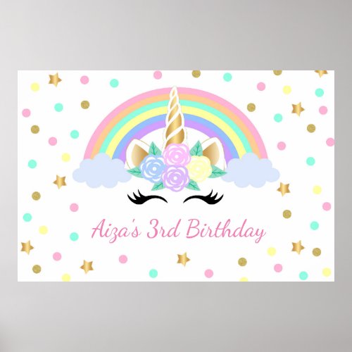 Magical Unicorn Backdrop Rainbow Unicorn backdrop Poster