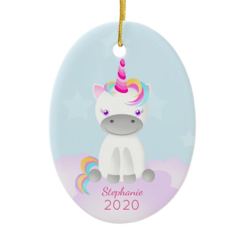 Magical Unicorn Believe in the Magic of Christmas Ceramic Ornament