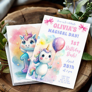 Magical Unicorn Birthday Bash for Baby Invitation