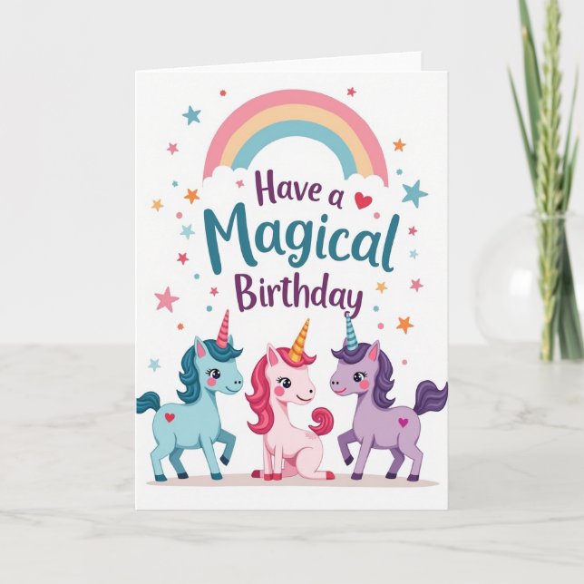 Magical Unicorn Birthday Card (Front)