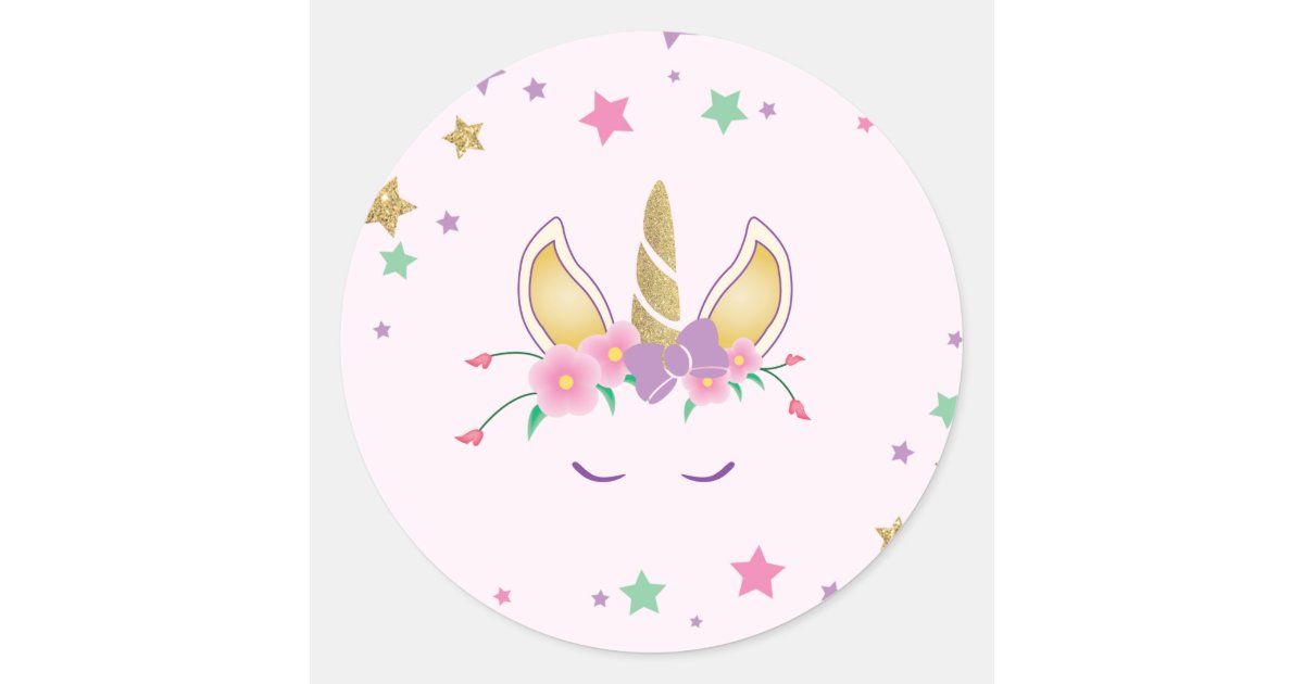 magical unicorn birthday decals classic round sticker zazzlecom