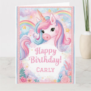 Magical Unicorn Birthday Design with Rainbows Card