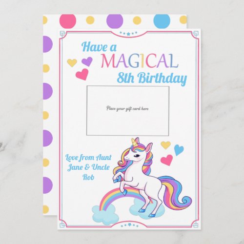 Magical Unicorn Birthday Gift Card holder