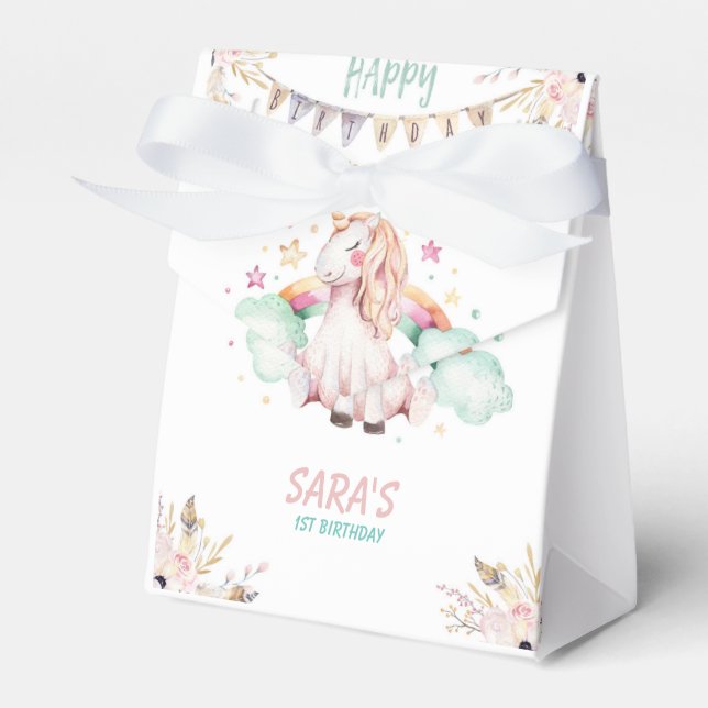 Magical Unicorn birthday giveaways Favor Boxes (Front Side)