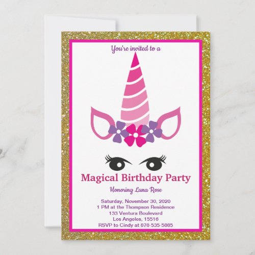 Magical Unicorn Birthday Invitation