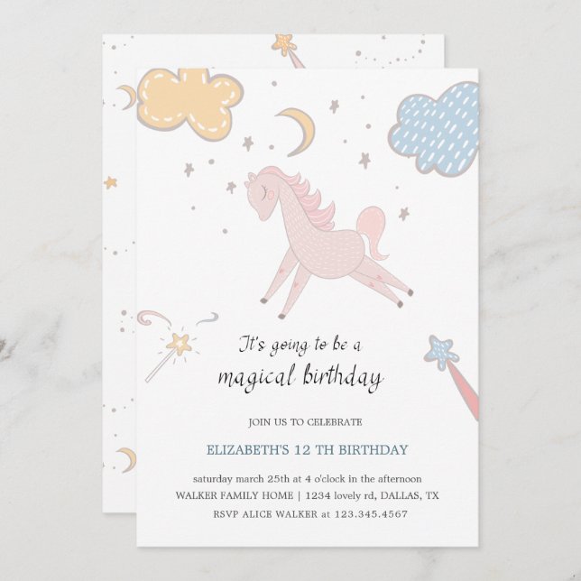 Magical Unicorn | Birthday Invitation (Front/Back)