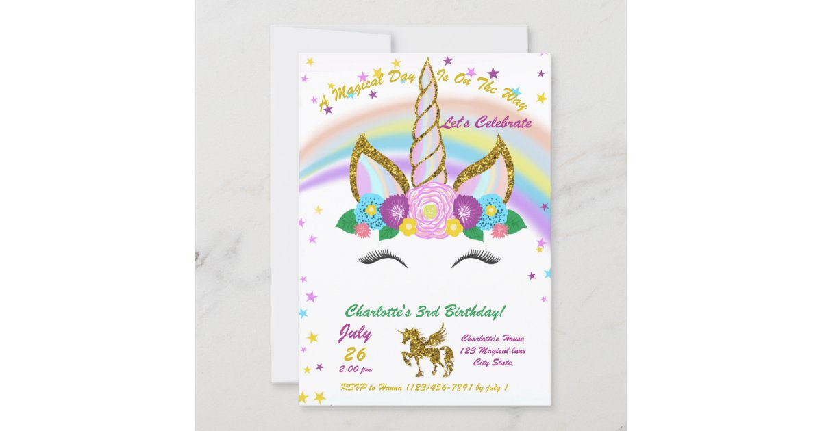 Magical Unicorn Birthday Invitation | Zazzle