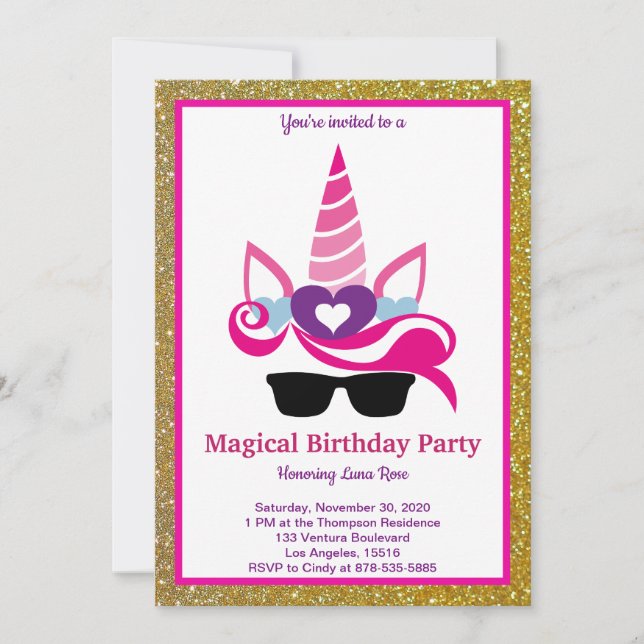 Magical Unicorn Birthday Invitation (Front)