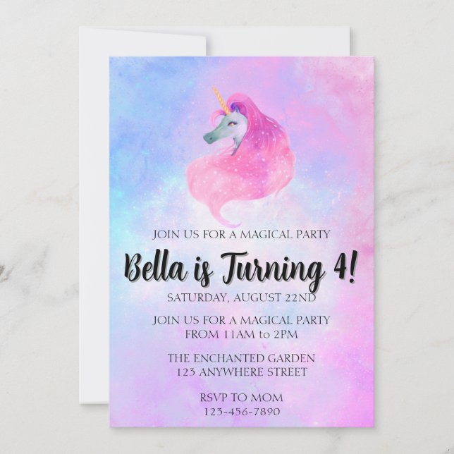 Magical Unicorn Birthday Invitation (Front)