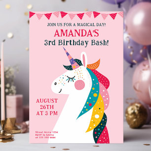 Magical unicorn birthday invitation