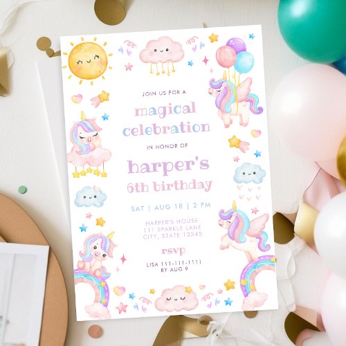 Magical Unicorn Birthday Invitation