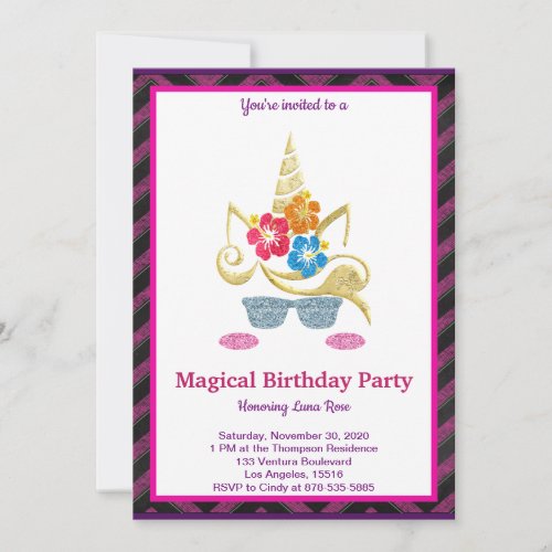 Magical Unicorn Birthday Invitation