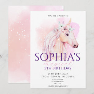 Magical Unicorn Birthday Invitation Rainbow 