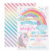 Magical Unicorn Birthday Invitation Rainbow Invite