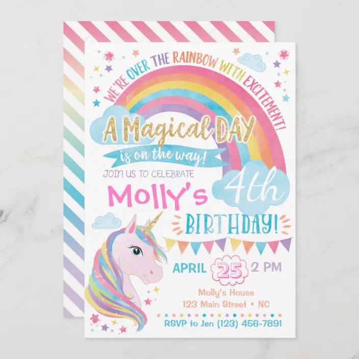 Rainbow Unicorn Birthday Party Invitation   Rainbow Glitter Unicorn   unicorn invitation  unicorn birthday invitation rainbow unicorn