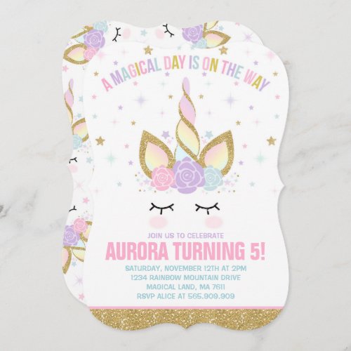 Magical Unicorn Birthday Invitation Unicorn Party