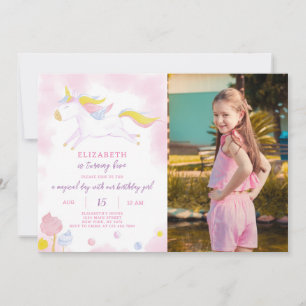 Magical Unicorn Birthday Invitation With Photo