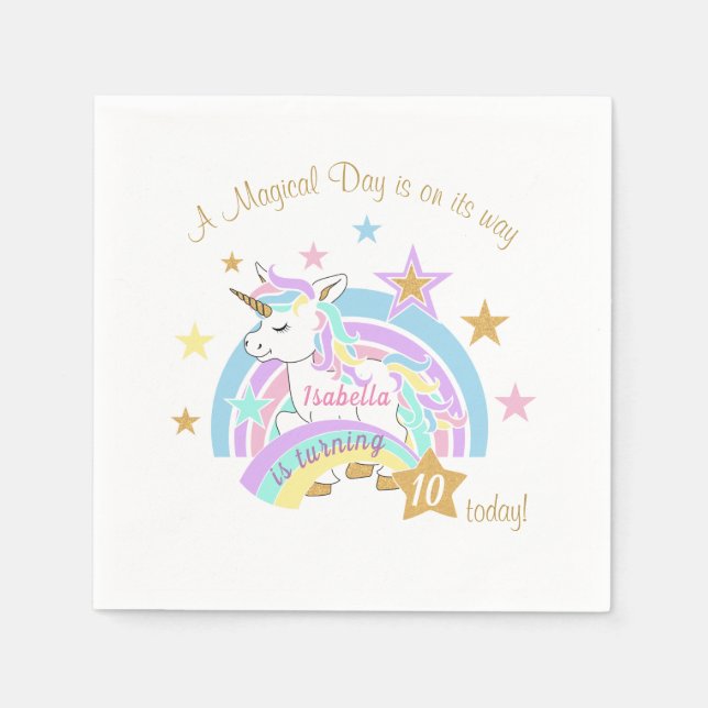 Magical Unicorn Birthday Napkins (Front)