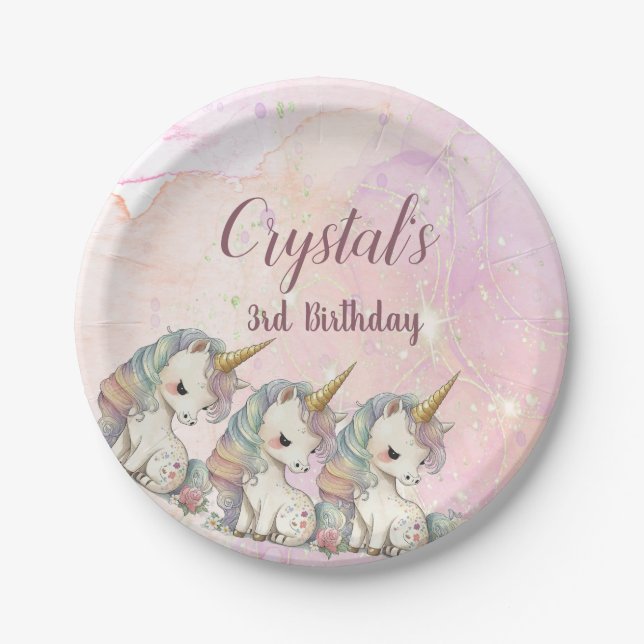 Magical Unicorn Birthday        Paper Plates (Front)