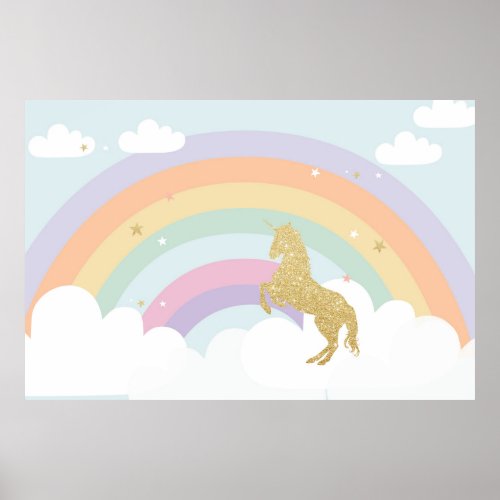MAGICAL UNICORN BIRTHDAY PARTY BACKDROP POSTER