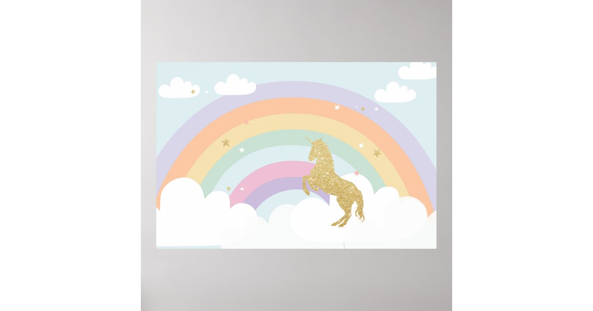 Magical Unicorn Birthday Party Backdrop Poster Zazzle Com