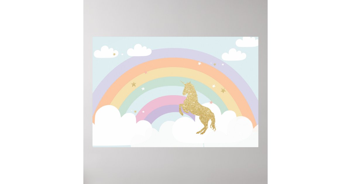 magical unicorn birthday party backdrop poster zazzlecom