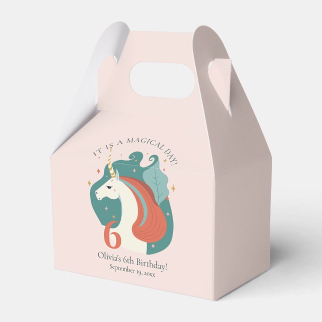 Magical Unicorn Birthday Party Favor Boxes (Front Side)