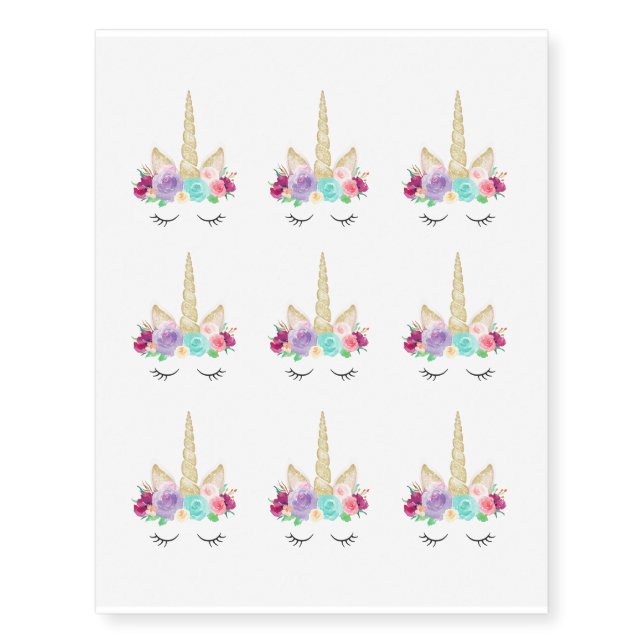 Magical Unicorn Birthday Party Favor Tattoos (Front)