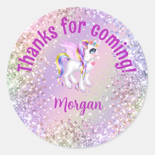 Magical Unicorn Birthday Party  Favors Classic Round Sticker