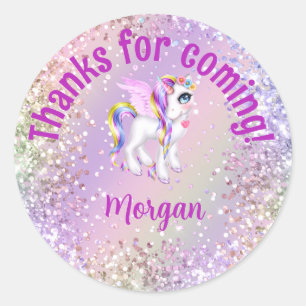 Magical Unicorn Birthday Party Favors Classic Round Sticker