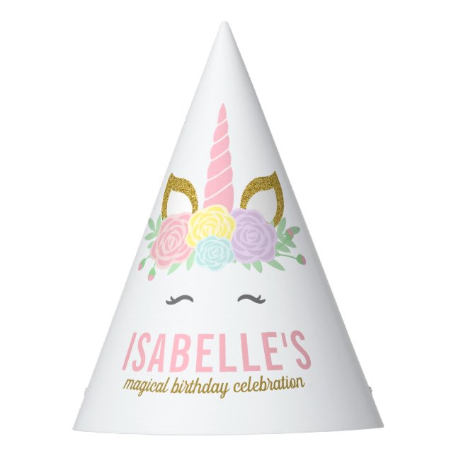 Magical Unicorn Birthday Party Hat (Front)