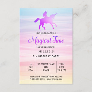 Magical Unicorn   Birthday Party Invitation