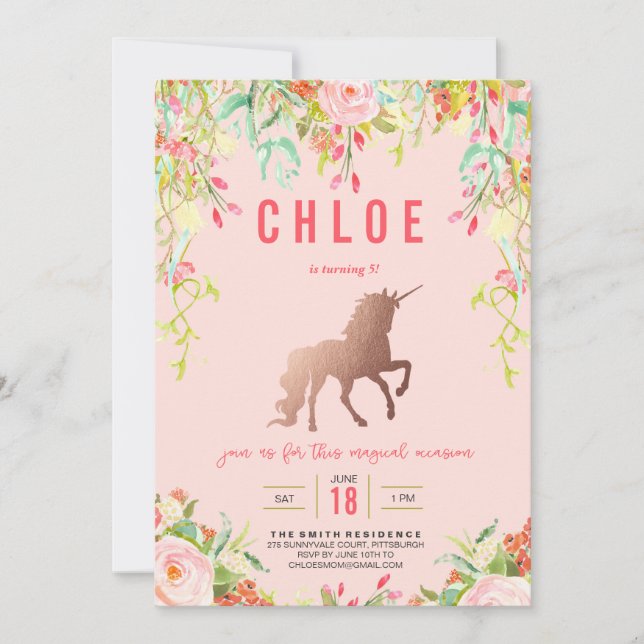 MAGICAL UNICORN BIRTHDAY PARTY INVITATION (Front)
