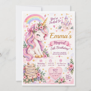 Magical Unicorn Birthday Party Invitation