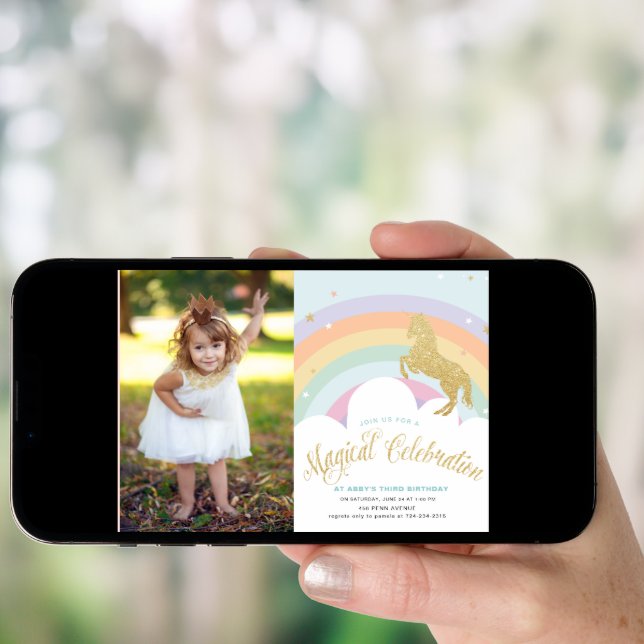 MAGICAL UNICORN BIRTHDAY PARTY INVITATION (Front Digital)