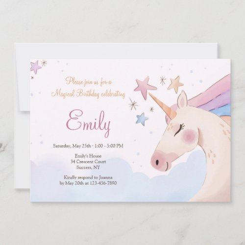 Magical Unicorn Birthday Party Invitation