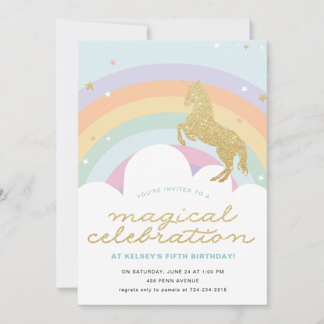 MAGICAL UNICORN BIRTHDAY PARTY INVITATION (Front)
