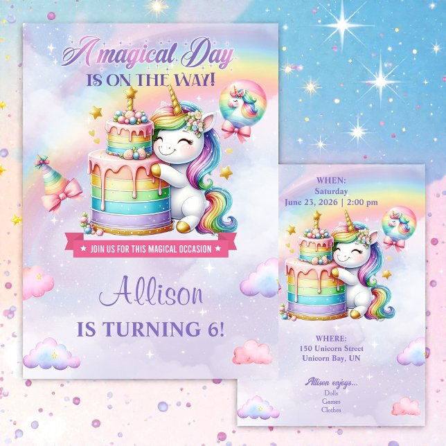 Magical Unicorn Birthday Party Invitation (Creator Uploaded)