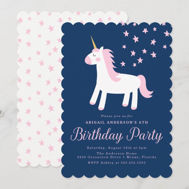 Magical Unicorn | Birthday Party Invitation (Front/Back)