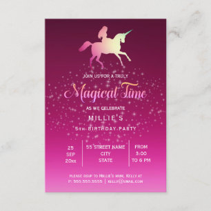 Magical Unicorn Birthday Party Invitation
