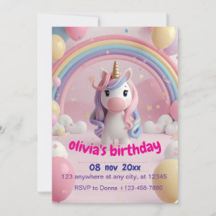 Magical Unicorn Birthday Party Invitation Birthd